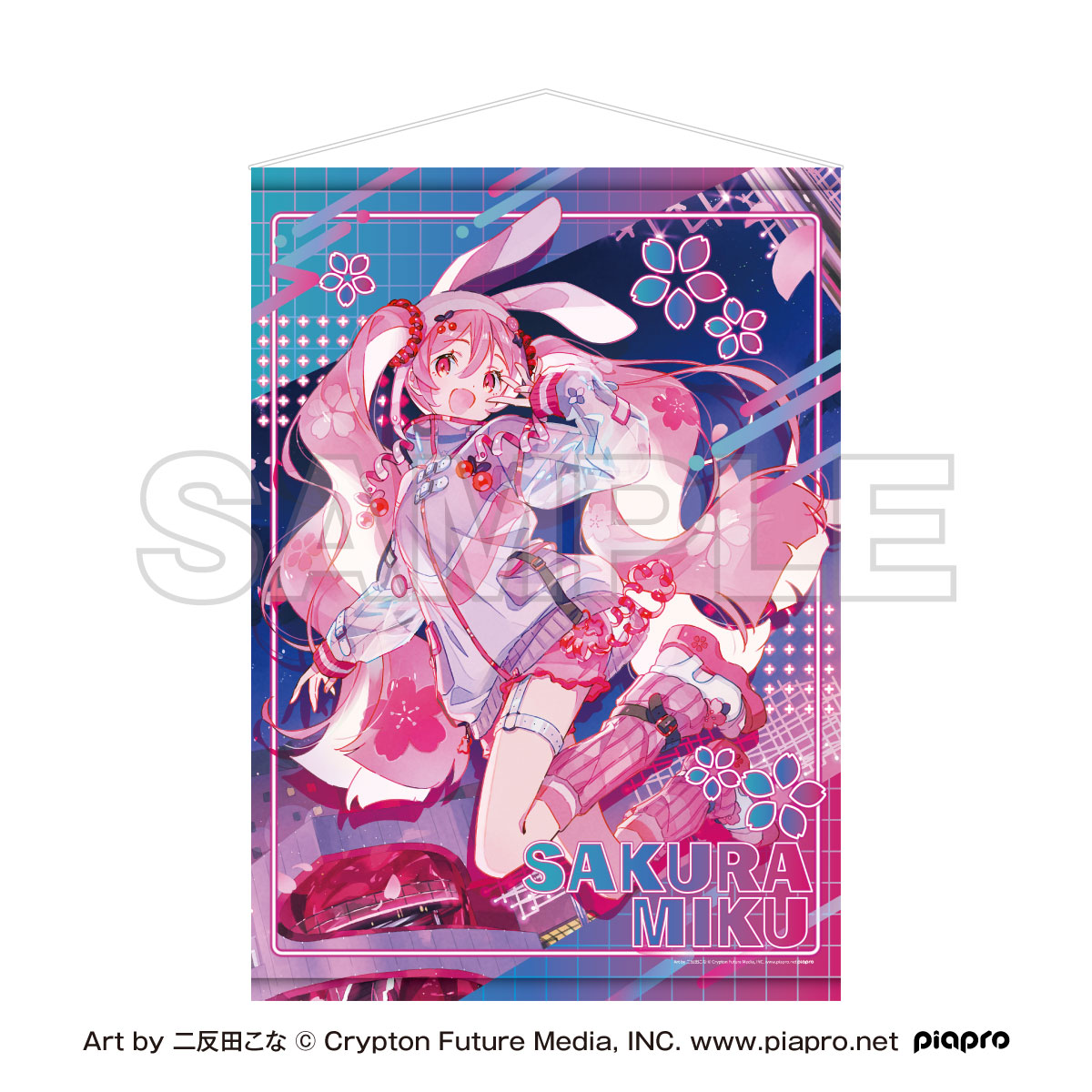 桜ミク×Shibuya Sakura Stage_B2タペストリー Art by 二反田こな