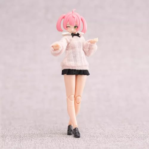HAMRETHYPPZ 可愛いセット、男性女性の服装1/12、 カジュアルセット、 サイズ 1/12スケール スケールフに服を着せる かわいいリボンスーツ、学生服、JKスカート、ミニスカート (ヘッド、素体は含まりません) (ピンク)