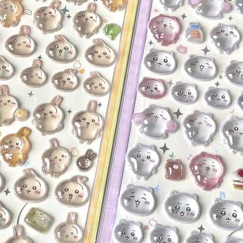 3dシール 可愛いシールちいかわ 2枚セット 携帯電話飾り用 DIY用 手帳用 貼り付け可能 手芸用品大容量 スマホケース 手帳 diy 贈り物ごほうび (B)