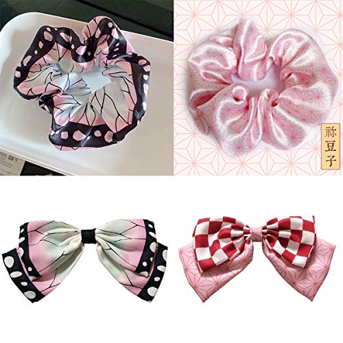 鬼滅の刃 リボン ヘアゴム 髪飾り シュシュ ヘアアクセサリー 蝶結び かみかざり 誕生日プレゼント コスプレ 萌えグッズ 可愛い cosplay道具 ヘアアクセサリー インベント仮装 プレゼント 女の子 プレゼント (胡蝶 しのぶ)