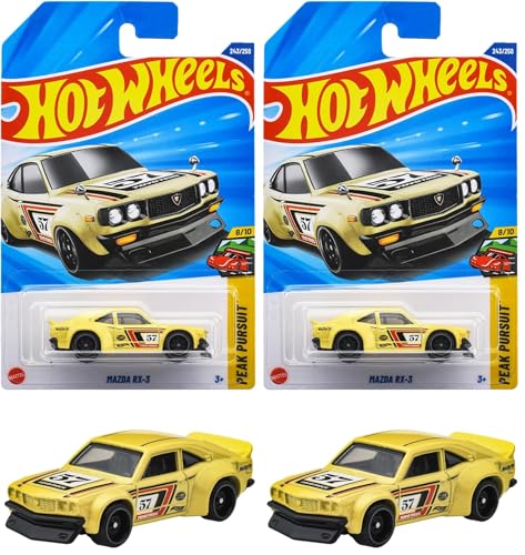 ホットウィール(Hot Wheels) ベーシックカー マツダ RX-3 乗り物おもちゃ ミニカー 3歳から イエロー JFN50 (× 2)