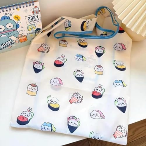 [LumaCove] ちいかわ エコバッグ 54cm×33cm 大容量 トートバッグ うさぎ ハチワレ 買い物袋 折りたたみ 軽量 コンパクト 携帯便利 品質 萌えグッズ 男女兼用 記念品 誕生日 贈り物