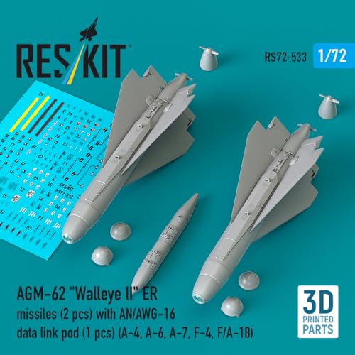 レスキット 1/72 AGM-62 ウォールアイII ER 誘導滑空爆弾 (2個入) w/AN/AWG-16 データリンクポッド プラモデル用パーツ RSK72-0533 (飛行機)
