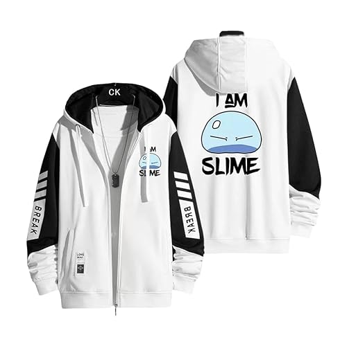 [COLE] 転生したらスライムだった件 パーカー 長袖 転スラ スライム リムル 魔王 紫苑 朱菜 蒼影 ファスナー フード付き服 運動パーカー 日常服 Hoodieメンズ 誕生日 プレゼント パーカ ディーバ コスチューム (7,XL 薄手)