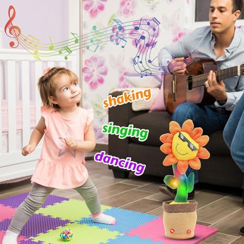 踊るひまわり おもちゃ ダンシングフラワー 音に反応するしゃべるサボテン 200曲の曲を演奏する反応するおもちゃ 録音可能 しゃべり機能付き 早期開発と学習に適な教育玩具 USB充電式 ぬいぐるみ プラッシュ フラワー 教育学習玩具 面白いギフト 誕生日 プレゼント