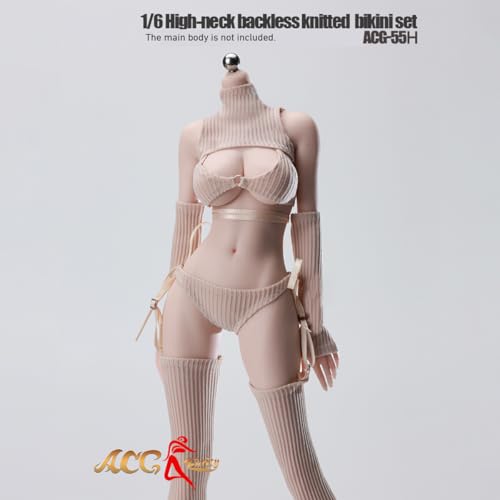 HiPlay JIAOUDOLL 1/6 タートルネック オープンバック ニット ピュアセクシー オタクキラー ビキニ ACG-55H カーキ 女性 フィギュア用 服 洋服 セット