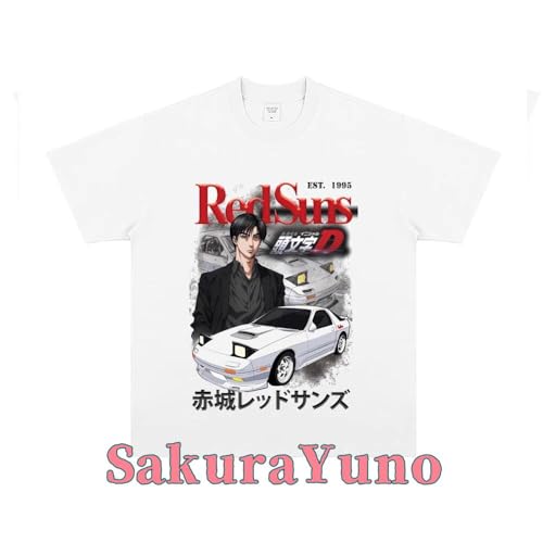 頭文字D Tシャツ 半袖 インナーシャツ T-Shirt イニシャルd Dae86 藤原拓海 コスプレ衣装 かっこいいシャツ BLACK WHITE 夏服 プリント 綿製 トップス ファッション カジュアル 男女兼用 (ホワイト番号5,M) [並行輸入品]