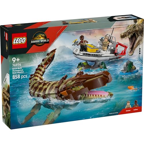 レゴ(LEGO) ジュラシック・ワールド モササウルス組み立てモデル 調査船ミッション おもちゃ 玩具 誕生日 プレゼント ブロック 男の子 女の子 子供 9歳 10歳 11歳 小学生 恐竜 乗り物 船 ボート 76974