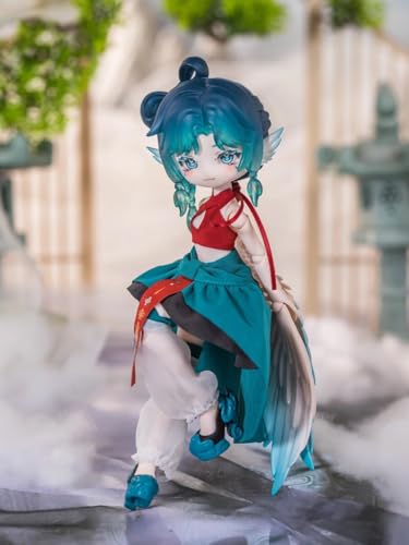 雲羽閣 BJDブラインドドール シリーズ 高約21cm PVC&ABS素材 1/8 BJDスペシャルボディ 女の子のギフト 関節可動フィギュア 塗装済み プレゼントハンドモデルの装飾品(Dark blue)
