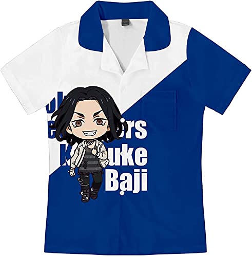 OUHUAN 東京卍リベンジャーズ 半袖 Tシャツ ショートパンツ 上下セット 子供用 大人用 夏服 パジャマ トップス スウェットシャツ コスプレ衣装 日常服 コスチューム （場地圭介，XL）