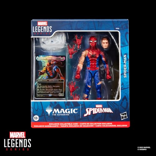 ハズブロ（Hasbro）マーベルレジェンド・シリーズ 『マジック：ザ・ギャザリング』バトルダメージ版スパイダーマン 15 cm アクションフィギュアおもちゃ＋限定版フォイル仕様コレクション用カードゲーム トレーディングカード G0638 正規品