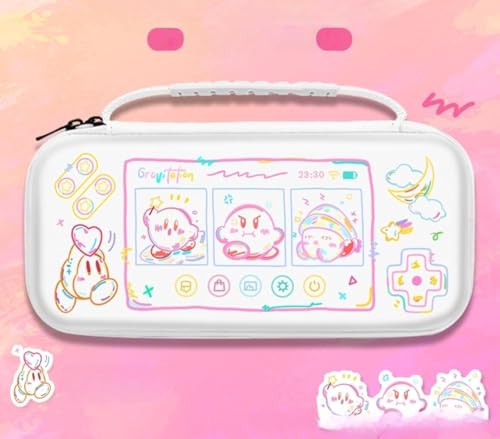 カービィ ハンドバッグ 収納ケース for Switch 2/oled ゲーム機保護カバー ドーディング収納バッグ防塵ベース 大容量 スイッチ収納バック 保護カバー 十枚収納可能 防塵防汚防水 耐衝撃 旅行用 (収納バッグ, Switch oled) [並行輸入品]