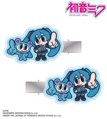 ANGEL BLUEコラボ 描き起こし 初音ミク&ナカムラくん アクリルヘアクリップ2個セット