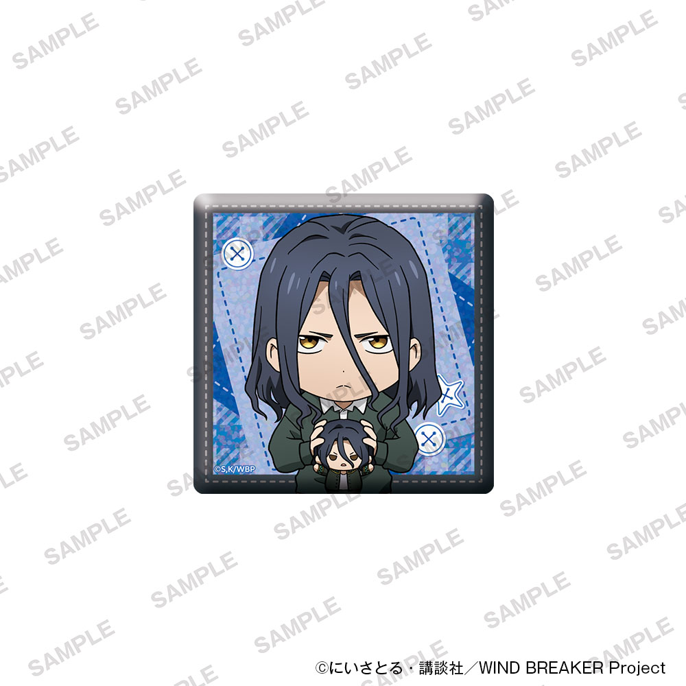 WIND BREAKER_ホログラムスクエア缶バッジ ぬいぐるみといっしょver. 杉下京太郎
