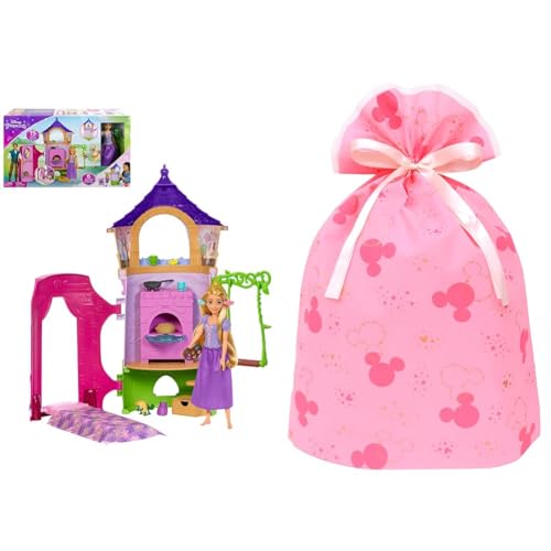 ディズニー（Disney）/ディズニープリンセス（Disney Princess） ラプンツェル（とうのプレイセット）【着せ替え人形・塔 】【ハウス、アクセサリー付き】 【3才~】 HLW30 + インディゴ Disney ミッキー ミツマル ラッピング袋 3L スター ピンク DG955