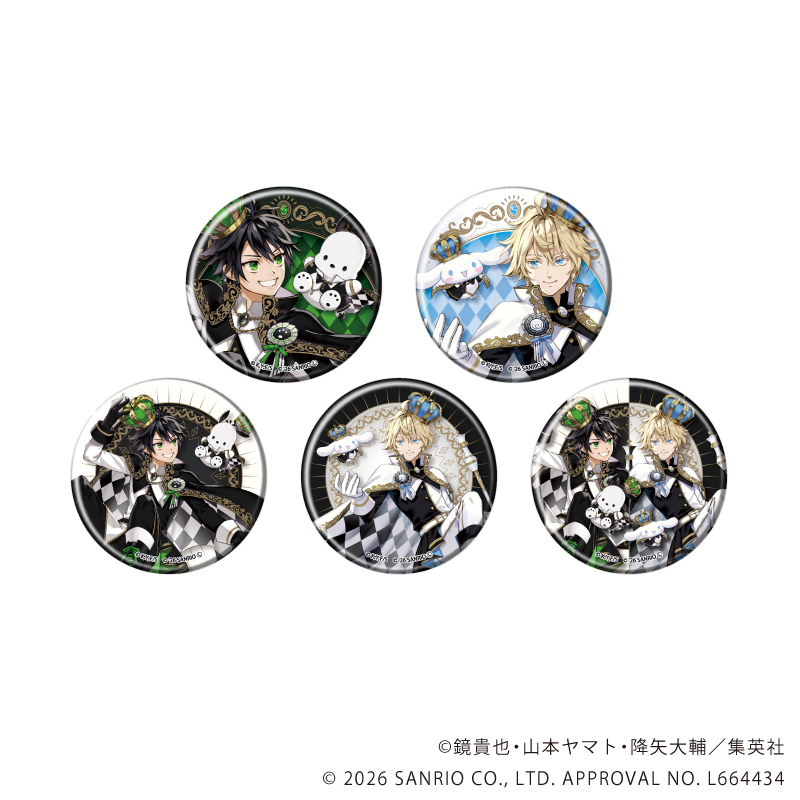 終わりのセラフ×サンリオキャラクターズ_(57mm)_マット加工缶バッジ01/コンプリートセット(全5種)(コラボイラスト)【コンプリートセット／5個入り】