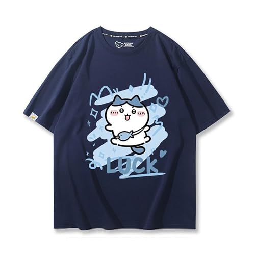 [SENDENG] ちいかわ 半袖 丸首 ハチワレ うさぎ 上着 印象Tシャツ 可愛いグッズ 記念シャツ 衣装 子供 日常服 夏服 男女兼用 プレゼント 半袖 快適 通気性 軽い 非公式 (3XL,ハチワレ)