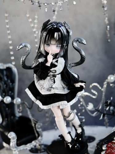 万物初醒 BJDブラインドドール シリーズ 高約18cm PVC&ABS素材 1/8 BJDスペシャルボディ 女の子のギフト 関節可動フィギュア 塗装済み プレゼントハンドモデルの装飾品(Black)