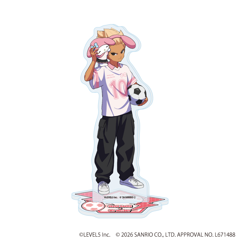 イナズマイレブン×サンリオキャラクターズ_アクリルスタンド02/豪炎寺修也×マイメロディ(コラボイラスト)