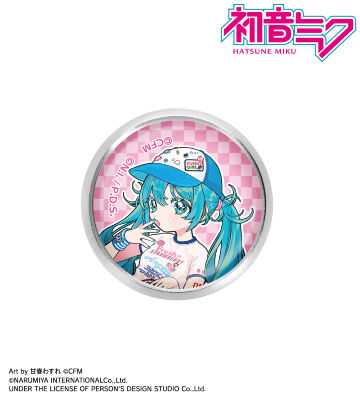 ANGEL BLUEコラボ 描き下ろし 初音ミク Art by 甘春わすれ ガラスマグネットピンバッジ ver.A