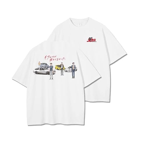[シェーク] 頭文字D Tシャツ 半袖 藤原拓海 イニシャルd インナーシャツ T-Shirt コスプレ衣装 夏服 日常服 記念シャツ 応援グッズ かっこいい カジュアル ファッション 通勤 通学 男女兼用 (白-3,3XL) [並行輸入品]