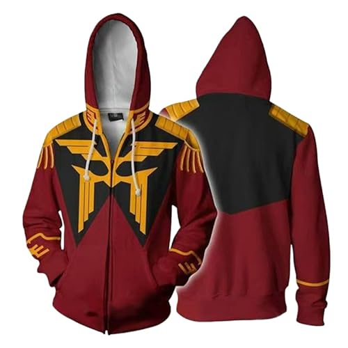 [Zokeny] パーカー ガンダム 機動戦士ガンダム 長袖 コスプレ衣装 運動パーカー メンズ 日常服 秋服 カジュアル 記念シャツ 薄手 コスチューム ジャケット コート 3Dプリント レディース イベント クリスマス 男女兼用 (F,3XL)