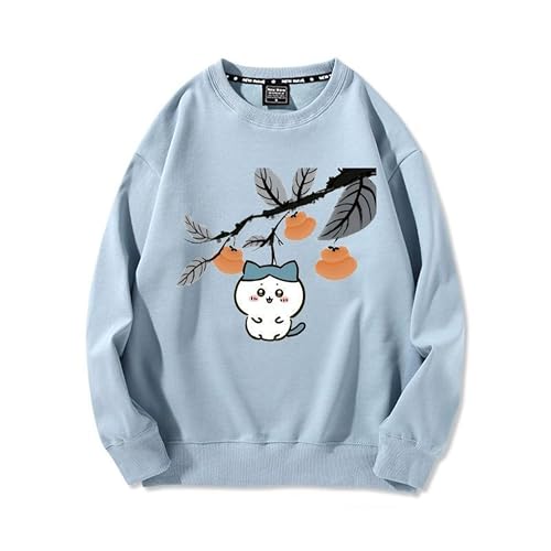 [SENDENG] たいおう ちいかわ 大きいサイズ ハチワレ うさぎ 人気 春服 秋服 上着 長袖 無地 おしゃれ トップス カジュアル ジャージ ゆったり シルエット プルオーバー 可愛いグッズ 衣装 日常服 男女兼用 プレゼント 通気性 (2XL,水色)