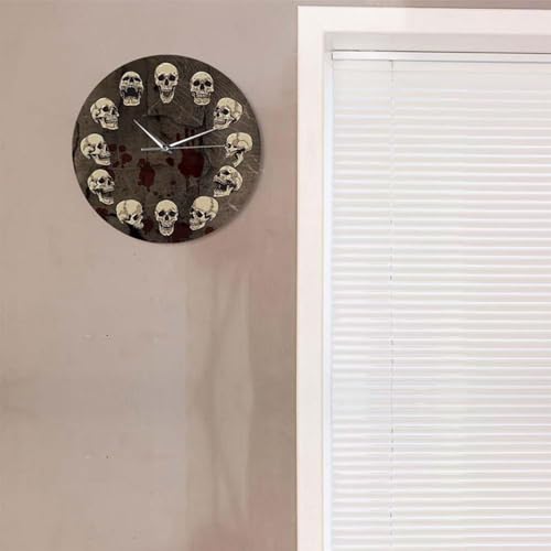 Rukjmqi ハロウィーン 壁掛け時計 - ゴシックハロウィン 壁掛け時計 | 電池式 静音 ホラー インテリア リビング オフィス キッチン ホーム バスルーム 屋内用
