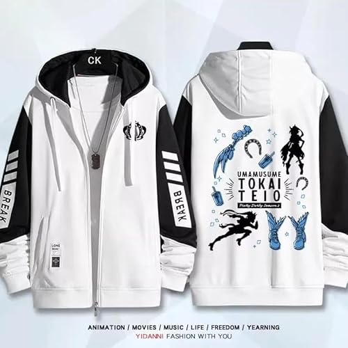 [COLE] ウマ娘 プリティーダービー キタサンブラック パーカー 長袖 コート ライスシャワー メジロマックイーン トウカイテイオー フード付き服 運動パーカー 日常服 Hoodieメンズ 誕生日 プレゼント コスチューム (6,S 薄手)