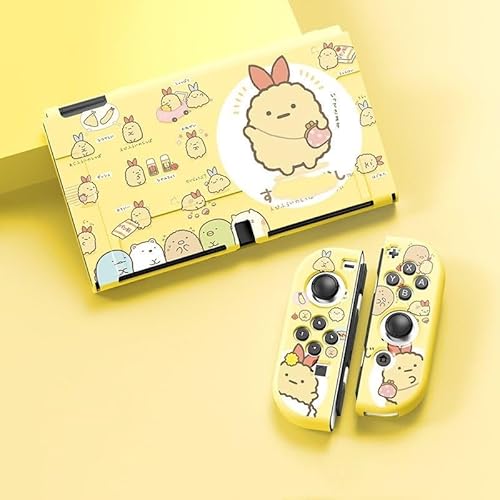 Switch カバー すみっコぐらし とかげ えびふらいのしっぽ NS/OLED対応 かわいい 漫画 萌えグッズ 薄型 分体式 全面保護 衝撃吸収 汚れ防止 デコレーション 記念品 収納ケース 友人 誕生日 クリスマス 祝日 ギフト (OLED,えびふらいのしっぽ)