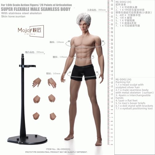 【Tbmodel ]Mojoy 1/6 アクションフィギュア 紳士男 素体 ヘッドセット アクションフィギュア ヘッドが付き (小麦肤 MJ-DD02H)