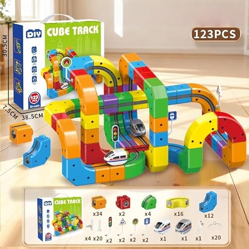 Negosu電動トレインセット スターターセット USB充電式 知育玩具 幼児・子供向け クリスマス誕生日プレゼント (C)