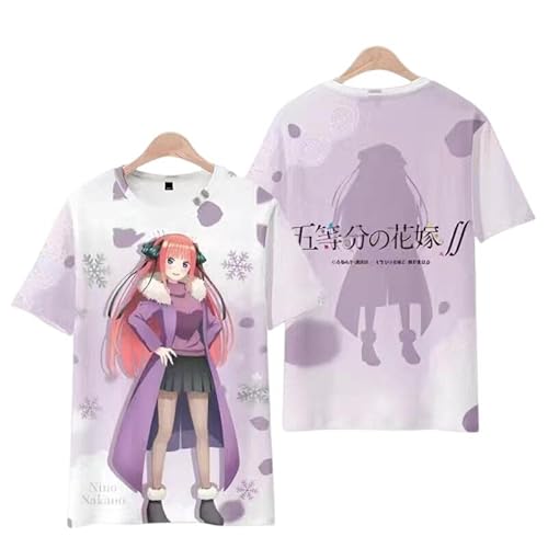 五等分の花嫁 Tシャツ 一花 二乃 三玖 四葉 五月 半袖 インナーシャツ 同型 夏服 日常服 記念シャツ トップス コスプレ衣装 応援服 丸首 肌着 柔らかい 通勤通学 かわいい ゆったり 夏祭り 花火大会 誕生日 プレゼント (1,XL)