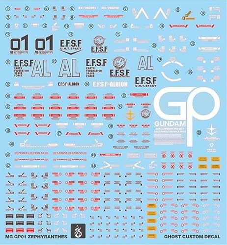 蛍光!! MG MGEX MGSD FM HiRM 1/100 ロボット MS 炎社ディテールアップ用水転写式デカール (MG 1/100 RX-78GP01 ガンダム試作1号機 ゼフィランサス用) [並行輸入品]