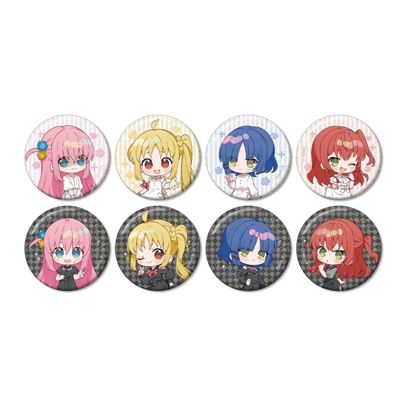 ぼっち・ざ・ろっく！ 上倉エクさんイラスト 白いワンピースver.&黒いワンピースver. トレーディンググリッター缶バッジ