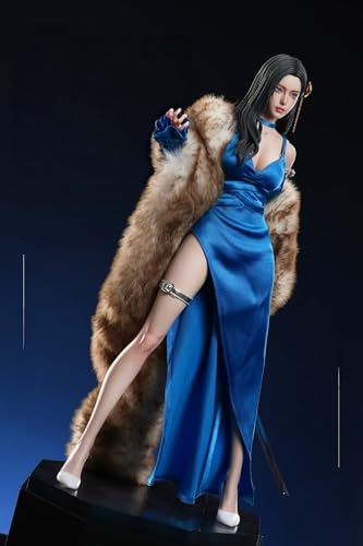 1/6スケール刀姫 可動眼球 塗装済完成品 フィギュア 布製衣装セット ガールアクションモデルフィギュアプレゼント高30cm 人形モデル 置物おもちゃ プレゼント AS-H001 2種ヘッド 合金武器 (ブルー) [並行輸入品]