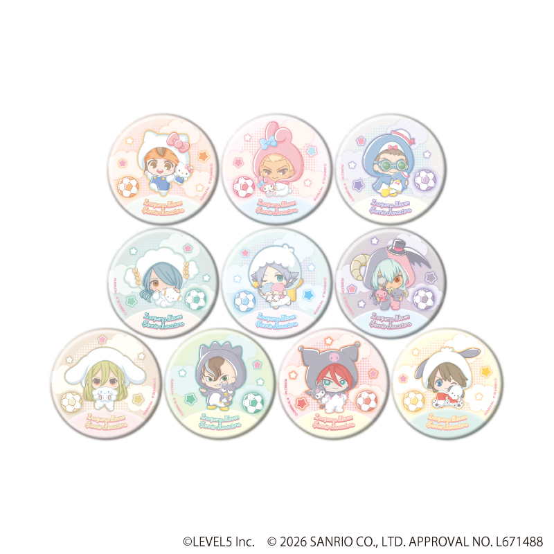 イナズマイレブン×サンリオキャラクターズ_缶バッジ07/コンプリートセット(全10種)(コラボイラスト)【コンプリートセット／10個入り】