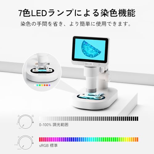 Beaverlab 顕微鏡 1600倍拡大 4インチIPSスクリーン WIFI デジタル顕微鏡 染色機能 撮影 録画 スマホやPC接続可能 USB充電 LEDライト マイクロスコープ 肌 毛穴 頭皮チェック 実体 生物観察 教育用 夏休み 自由研究 宝石鑑定 簡単操作 初心者 子供向け 日本語取扱説明書付き M2AS