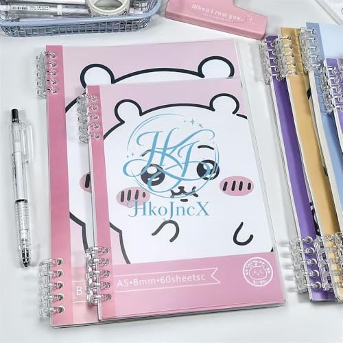 ちいかわ ハチワレ ルーズリーフノート A5サイズ 4個セット 用紙交換式 メモ帳 DIY手帳 日記用 かわいい デザイン 文房具 通学向け 学生用 誕生日ギフト