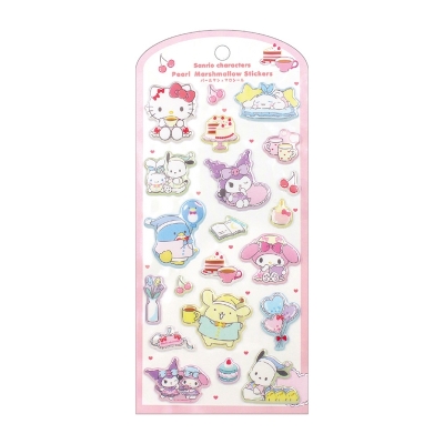 【グッズ-シール】サンリオキャラクターズ パールマシュマロシール ふんわりパジャマパーティー