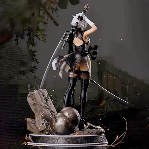 ヨルハ二号B型 2B バトルダメージVer. フィギュア ダブルヘッド 33cm 1/6スケール マスターピース コレクタードール 衣装 スペシャル エディション スチームパンク ポストアポカリプス アドベンチャー RPGゲーム 最強アンドロイド 機械 廃墟 ベース ファン向け コレクション 置物