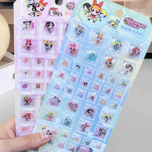 【4枚セット】タイルシール ぷっくりシール 3D立体 キラキラ ステッカー 手帳 ノート 封筒 デコレーション 子供 女の子 男の子 かわいい ごほうび プレゼント 貼り直し可能 DIY 装飾 マカロンカラー(Bセット)