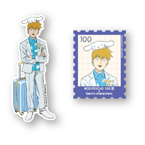 モブサイコ100 III × サンリオキャラクターズ(Travel Series) ステッカー2枚セット 霊幻新隆＆シナモロール