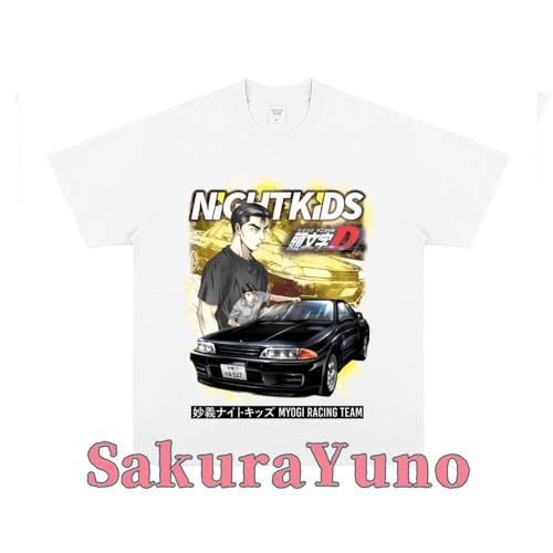 頭文字D Tシャツ 半袖 インナーシャツ T-Shirt イニシャルd Dae86 藤原拓海 コスプレ衣装 かっこいいシャツ BLACK WHITE 夏服 プリント 綿製 トップス ファッション カジュアル 男女兼用 (ホワイト番号3,XL) [並行輸入品]