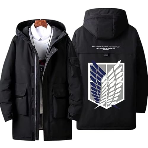 進撃の巨人 ダウンジャケット ジャケット コスプレ 衣装 調査兵団 自由の翼パーカー厚手 長袖 印象パーカー 防風 コートフード付き スウェット 衣装 おしゃれ カジュアル 柔らかい 学生 大人服 日常着 トップス 秋冬用 衣装 グッズ 誕生日 運動 秋冬服 通勤 学生 男女兼用 (A,ダウンジャケットS)