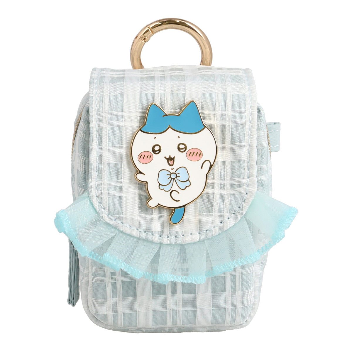 ちいかわ カラビナ付きミニポーチ(チェック・ハチワレ)