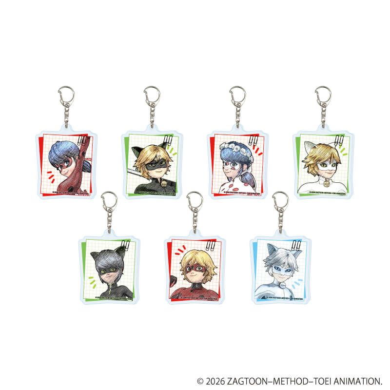 アクリルキーホルダー「ミラキュラス レディバグ&シャノワール」04/コンプリートセット(全7種)(グラフアートスケッチイラスト)