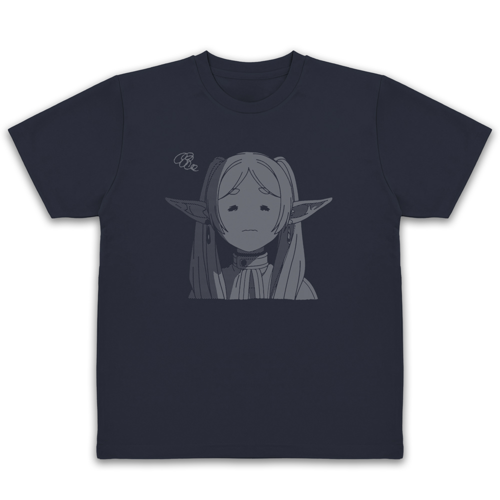 葬送のフリーレン_Lサイズ_フリーレン フェイス ドライTシャツ すごく嫌そうな顔Ver./NAVY