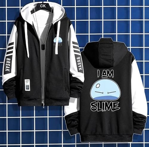 [COLE] 転生したらスライムだった件 パーカー 長袖 転スラ スライム リムル 魔王 紫苑 朱菜 蒼影 ファスナー フード付き服 運動パーカー 日常服 Hoodieメンズ 誕生日 プレゼント パーカ ディーバ コスチューム (3,3XL 薄手)