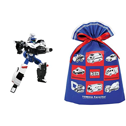 トミカ ジョブレイバー JB01 ポリスブレイバー 日産 NISSAN GT-R パトロールカー + インディゴ タカラトミー トミカ ラッピング袋 ギフトバッグL ブルー TA653 【クリスマス プレゼント ラッピング セット】